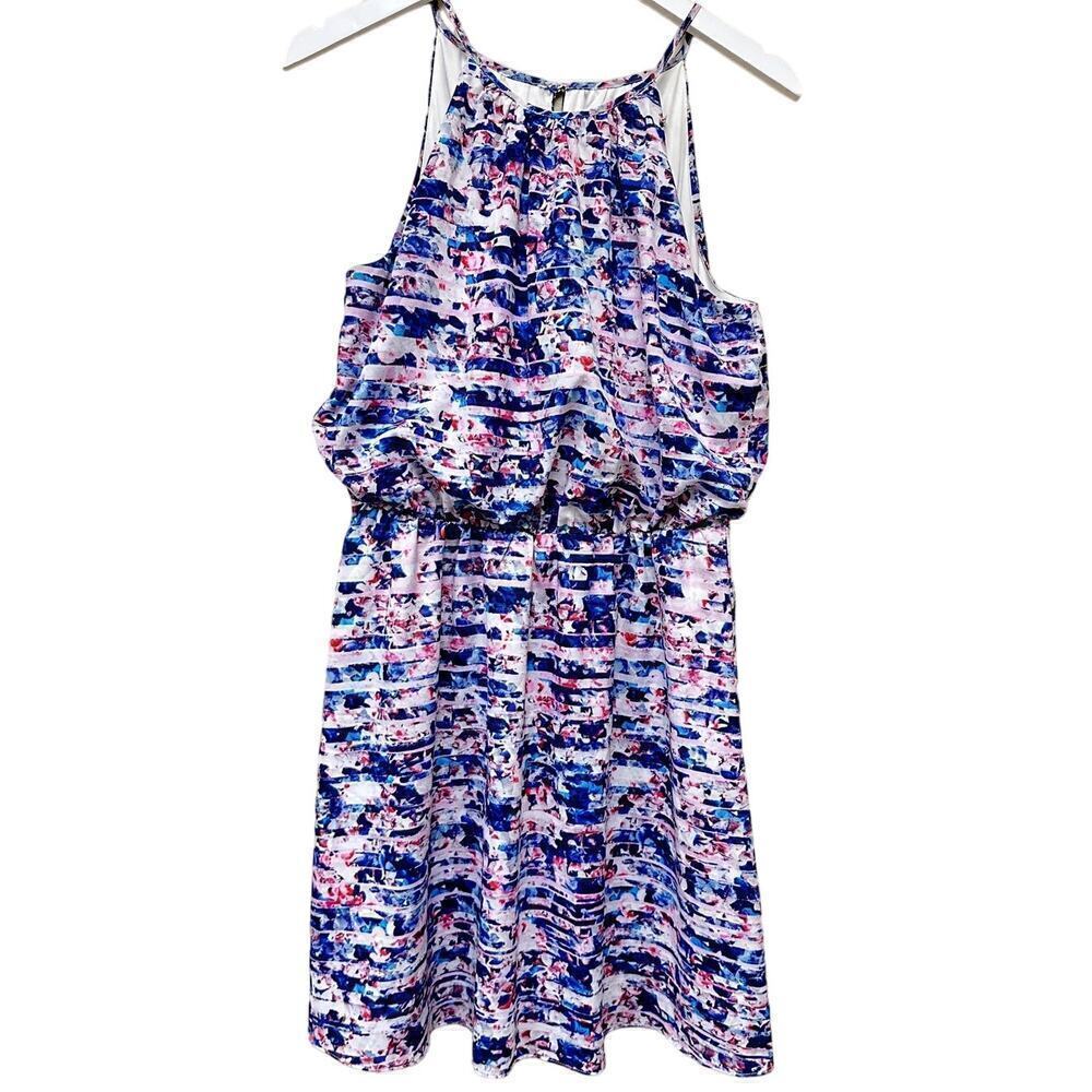 Guess Women's Colorful Halter Neck Tropical Vacation Flowy Mini Dress Size 10